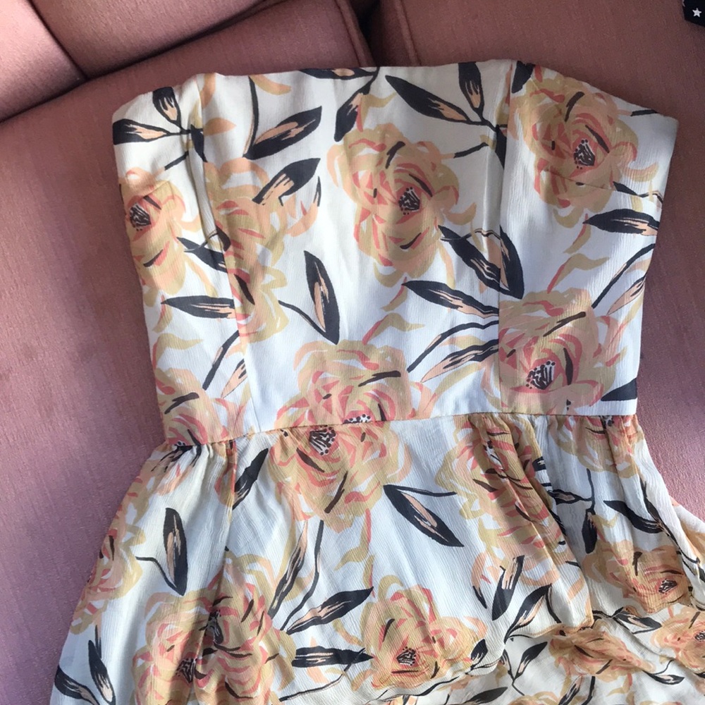 Winter Kate washed floral silk strapless gown